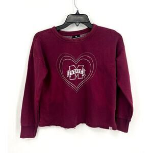 COLOSSEUM Girls Mississippi State Crop Crewneck Sweatshirt Small Maroon Red NWT